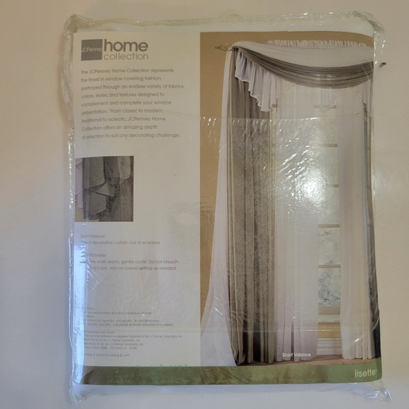 NWT Jcpenney Home Collection White One Scarf Valance Lisette - Picture 2 of 3
